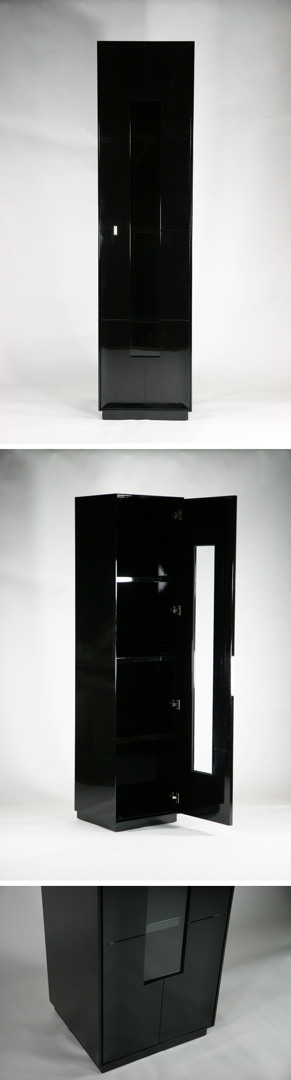 得価正規店送料無料 新品 大型 1door キャビネット コレクションボード 飾り棚 完成品 ブラック 飾り棚